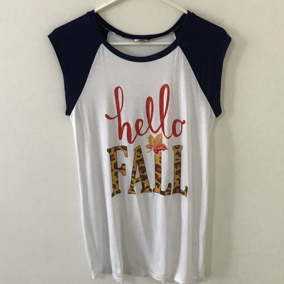 Navy Raglan Tee “Fall Graphic T-Shirt” - Picture 4 of 9